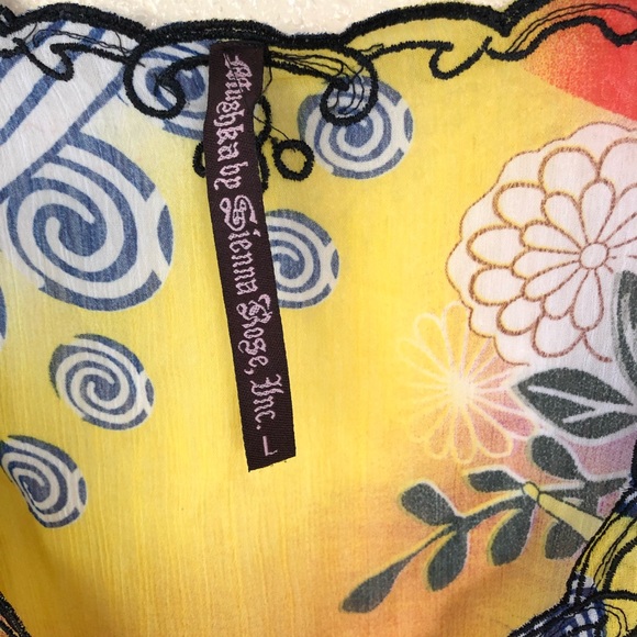 Sheer Print Long Bell Sleeve Cover Up S/M/L - Picture 3 of 8